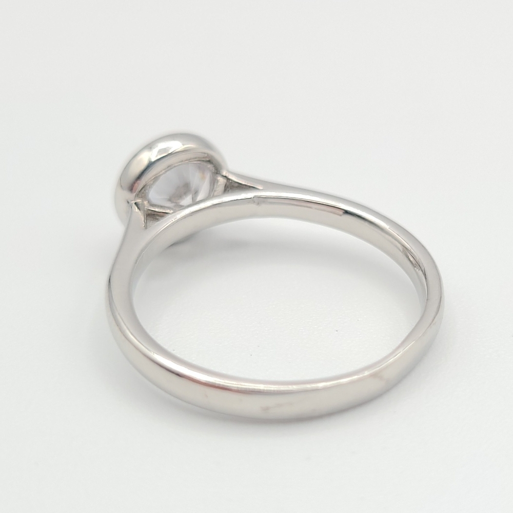 Bezel Set Solitaire CZ Ring | Minimalist Silver Dainty Stackable Ring Size 7 - Picture 11 of 14